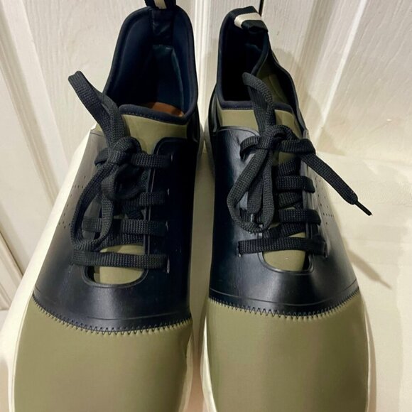 BALLY MADE IN ITALY SNEAKERS AESTHETIC GREEN OLIVE NEOPRENE BLACK LEATHER  SZ 13 - Picture 15 of 16